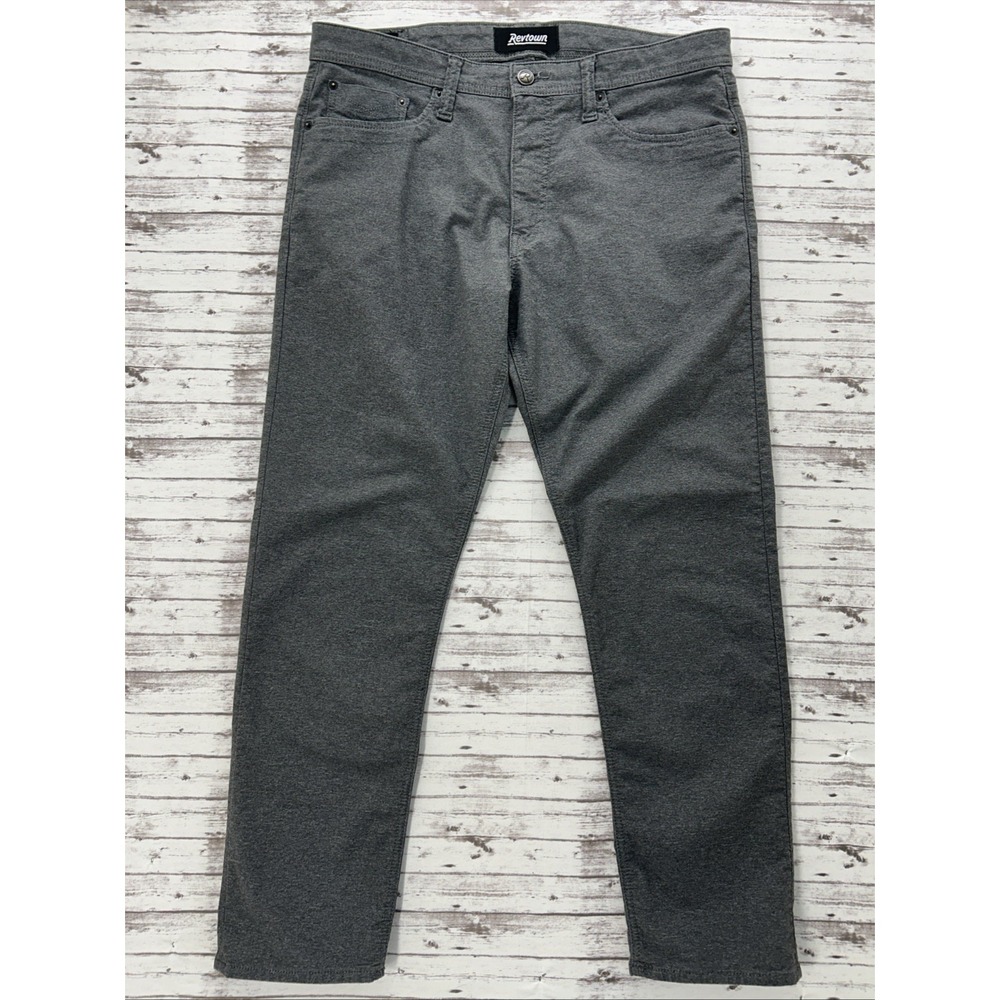 Revtown Decade Denim Sharp Fit Grey Jeans Mens W34 L30 Stretch Cotton Blend Tech
